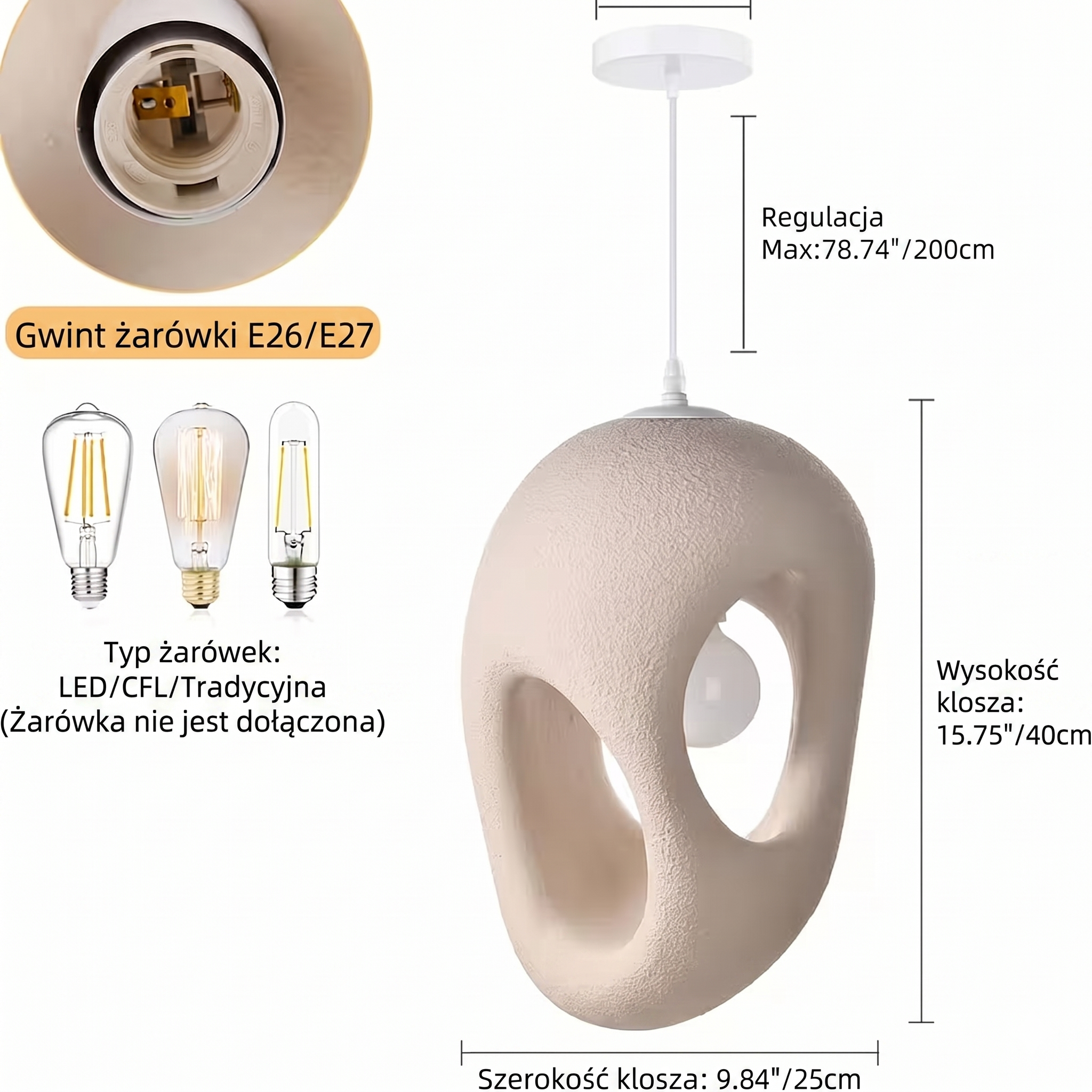 Żyrandol z pianki cementowej